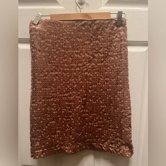 NWT RACHEL ZOE WOMEN'S FAUX WRAP SEQUIN SKIRT- TAN- X-SMALL - Picture 7 of 7